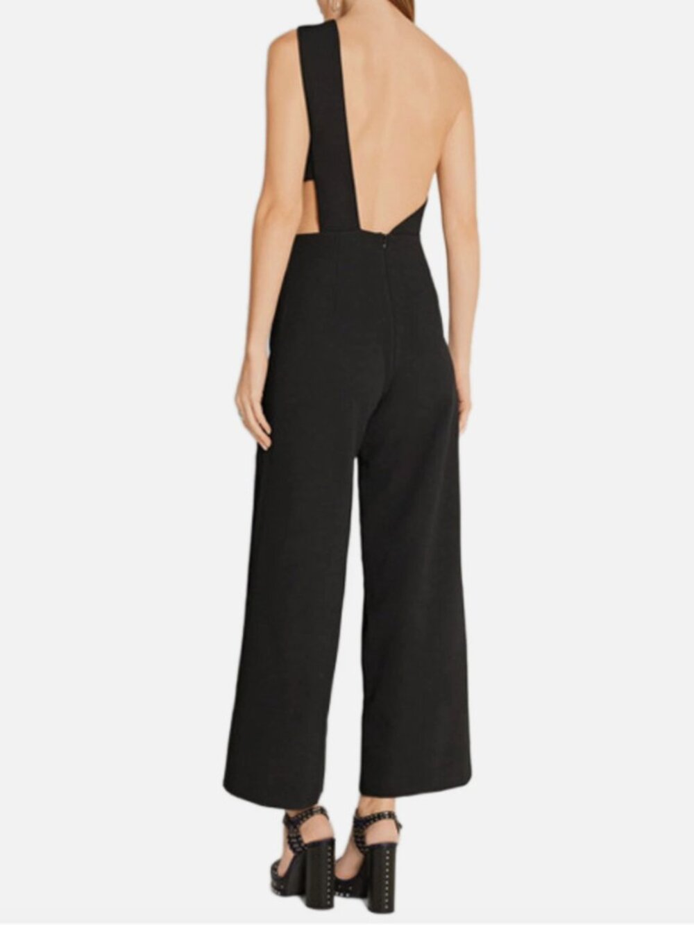 SOLACE London Women's Black Addison One Shoulder Crepe Jumpsuit Size US 2 - Picture 3 of 7